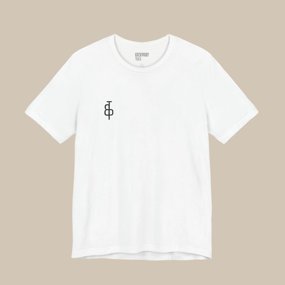 White gym  t-shirt with a black logo on a white background