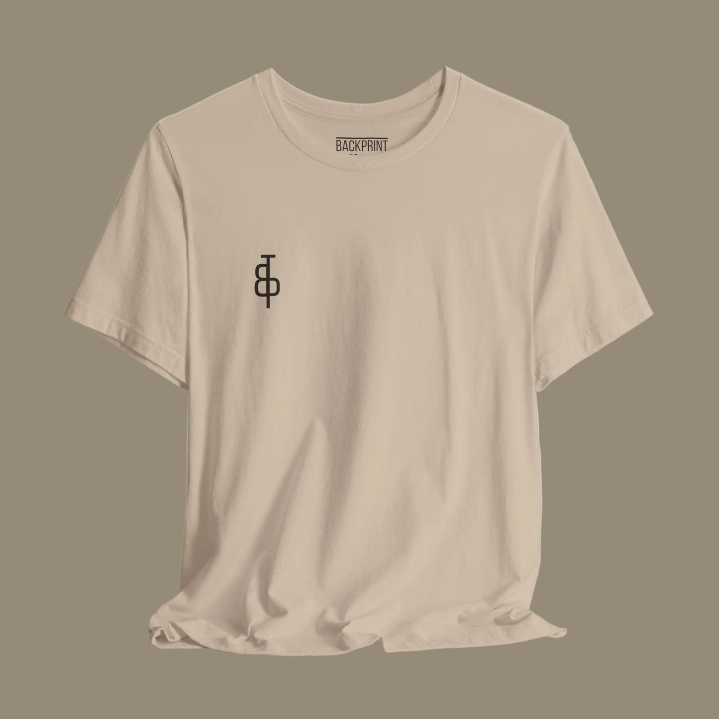 Beige gym t-shirt with text 'that's gonna leave a mark' on a beige background