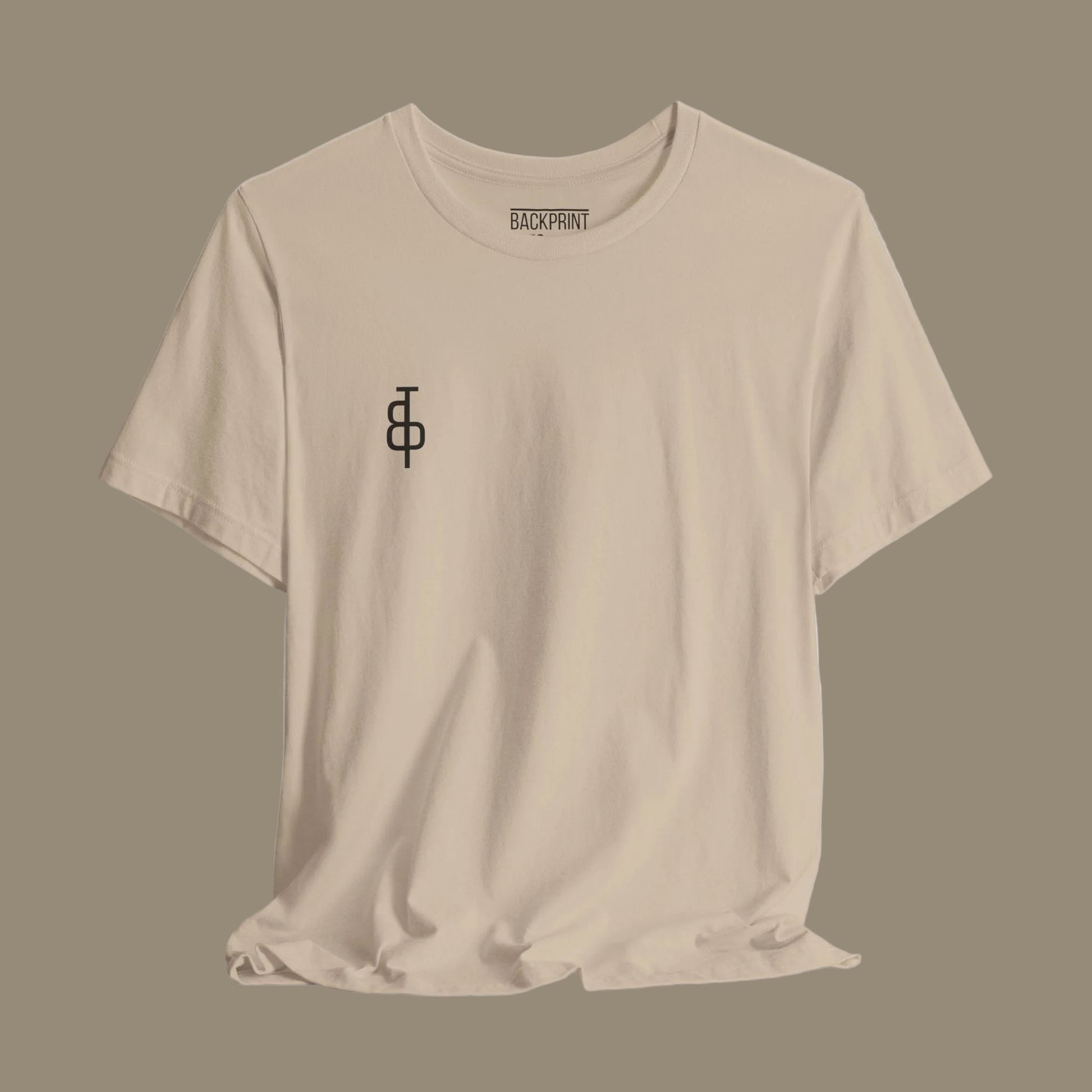 Beige gym t-shirt with text 'that's gonna leave a mark' on a beige background