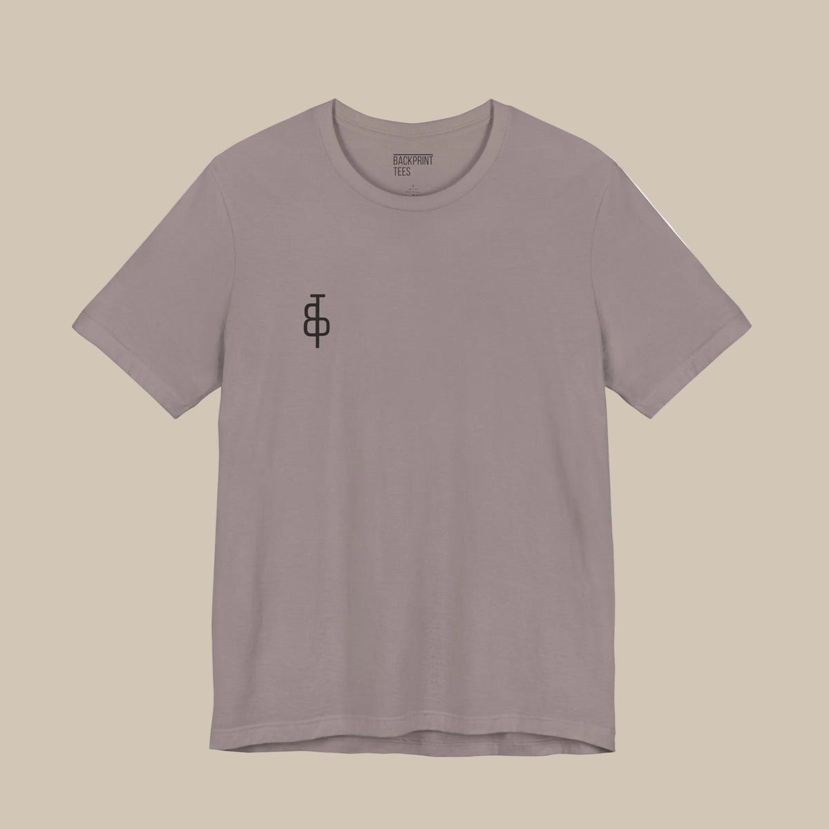 Brown gray gym t-shirt with motivational quote on the back against a brown gray background