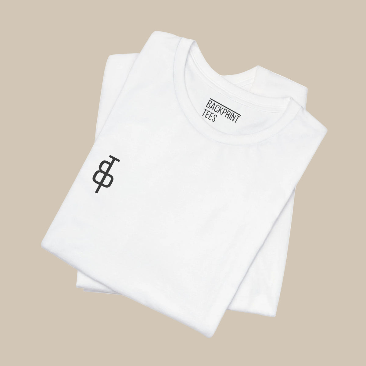 White gym t-shirt with a logo on a white background