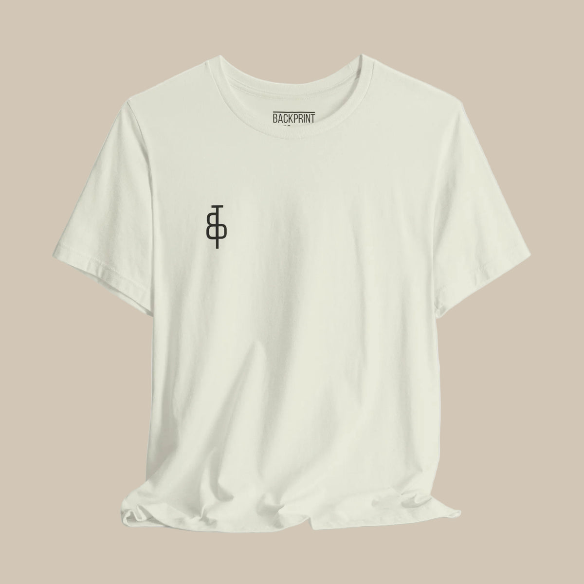White gym t-shirt with motivational quote on the back against a white background
