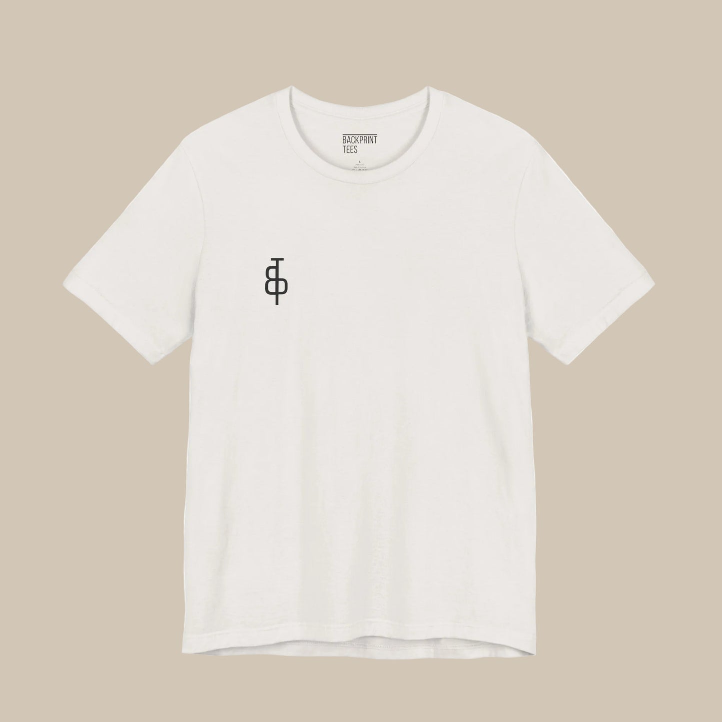 White gym t-shirt with a black logo on a white background